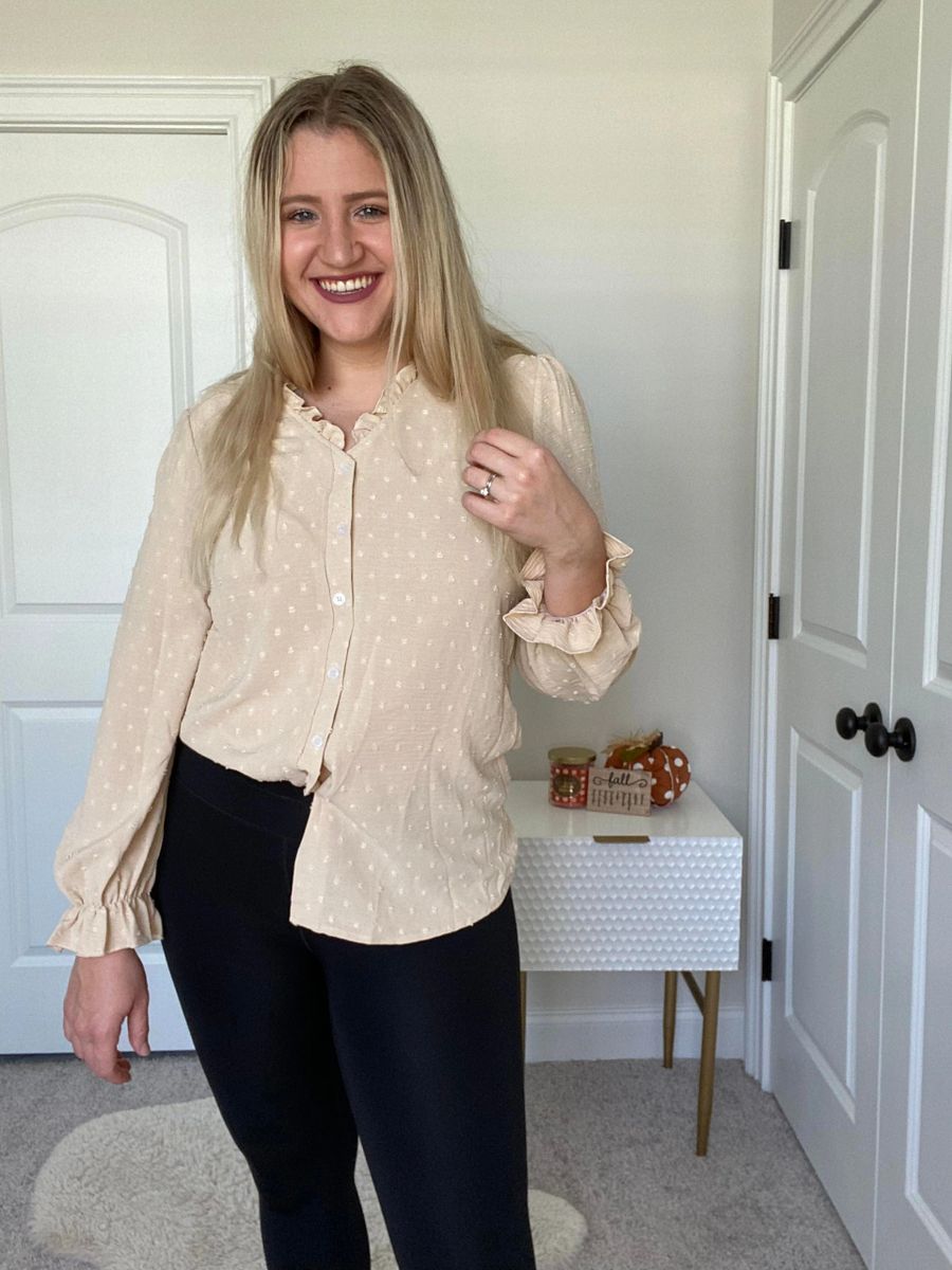 Feeling Fancy Oatmeal Button Up Blouse